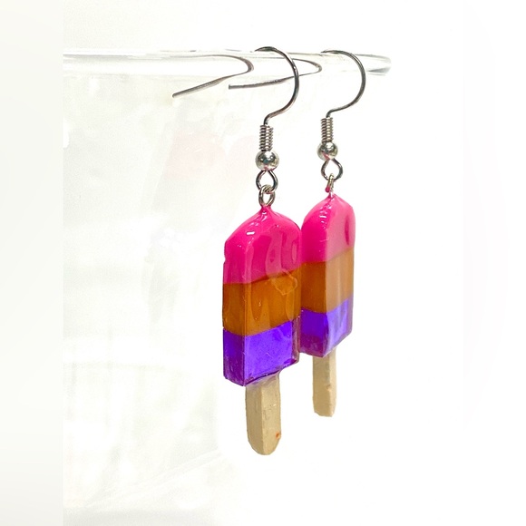 HANDMADE Popsicle Resin Art Dangle Earrings - Picture 5 of 10